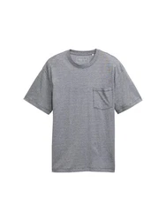 TOM TAILOR Denim T-Shirt Relaxed Fit mit Brusttasche Hellgrau/Dunkelgrau/Grau