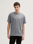 TOM TAILOR Denim T-Shirt Relaxed Fit mit Brusttasche Hellgrau/Dunkelgrau/Grau