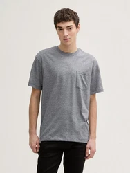 TOM TAILOR Denim T-Shirt Relaxed Fit mit Brusttasche Hellgrau/Dunkelgrau/Grau