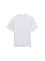 TOM TAILOR Denim T-Shirt Relaxed Fit mit Brusttasche Weiß/Creme