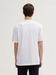 TOM TAILOR Denim T-Shirt Relaxed Fit mit Brusttasche Weiß/Creme