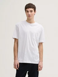 TOM TAILOR Denim T-Shirt Relaxed Fit mit Brusttasche Weiß/Creme