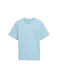 TOM TAILOR Denim T-Shirt Relaxed Fit mit Brusttasche Hellblau/Blau