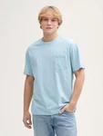 TOM TAILOR Denim T-Shirt Relaxed Fit mit Brusttasche Hellblau/Blau