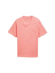 TOM TAILOR Denim T-Shirt Relaxed Fit mit Brusttasche Rosa/Rot/Orange