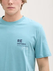 TOM TAILOR Denim T-Shirt mit Print Blau/Hellblau/Türkis