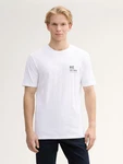 TOM TAILOR Denim T-Shirt mit Print Weiß/Creme/Braun