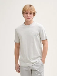 TOM TAILOR Denim T-Shirt mit Print Grau/Weiß/Khaki/Creme/Hellgrün