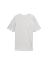 TOM TAILOR Denim T-Shirt mit Print Grau/Weiß/Khaki/Creme/Hellgrün