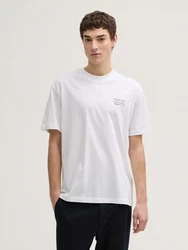 TOM TAILOR Denim T-Shirt Relaxed Fit mit Rücken-Print Weiß/Creme