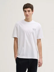 TOM TAILOR Denim T-Shirt Relaxed Fit mit Rücken-Print Weiß/Creme