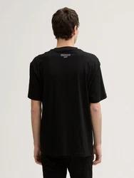 TOM TAILOR Denim T-Shirt Relaxed Fit mit Rücken-Print Schwarz/Rosa