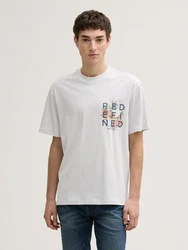 TOM TAILOR Denim T-Shirt Relaxed Fit mit Rücken-Print Rot/Grün/Beige/Grau