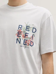 TOM TAILOR Denim T-Shirt Relaxed Fit mit Rücken-Print Rot/Grün/Beige/Grau
