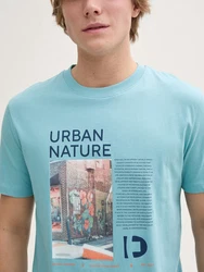 TOM TAILOR Denim T-Shirt mit Foto-Print Blau/Hellblau/Türkis