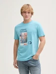 TOM TAILOR Denim T-Shirt mit Foto-Print Blau/Hellblau/Türkis