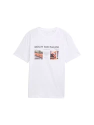 TOM TAILOR Denim T-Shirt mit Foto-Print Creme/Weiß/Grau