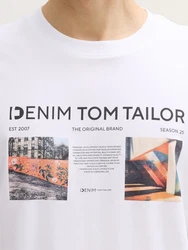 TOM TAILOR Denim T-Shirt mit Foto-Print Creme/Weiß/Grau