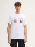 TOM TAILOR Denim T-Shirt mit Foto-Print Creme/Weiß/Grau
