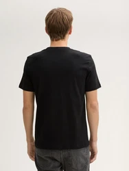 TOM TAILOR Denim T-Shirt mit Foto-Print Schwarz/Rosa/Lila/Dunkelgrün