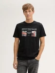 TOM TAILOR Denim T-Shirt mit Foto-Print Schwarz/Rosa/Lila/Dunkelgrün
