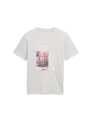 TOM TAILOR Denim T-Shirt mit Foto-Print Weiß/Creme/Grau