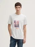 TOM TAILOR Denim T-Shirt mit Foto-Print Weiß/Creme/Grau