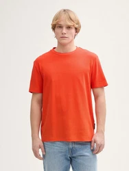 TOM TAILOR Denim T-Shirt Basic Waffelstruktur Orange/Rot