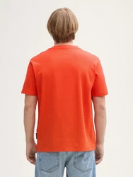 TOM TAILOR Denim T-Shirt Basic Waffelstruktur Orange/Rot