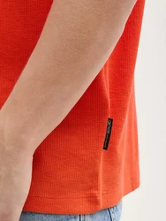 TOM TAILOR Denim T-Shirt Basic Waffelstruktur Orange/Rot