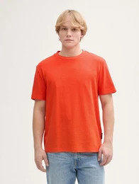 T-Shirt Basic T-Shirt in Waffelstruktur