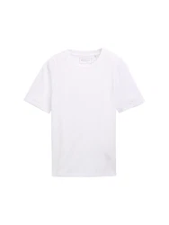TOM TAILOR Denim T-Shirt Basic Waffelstruktur Weiß
