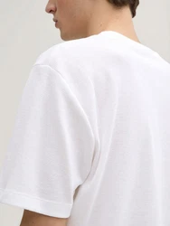TOM TAILOR Denim T-Shirt Basic Waffelstruktur Weiß