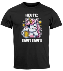 MoonWorks Print-Shirt Herren T-Shirt Alkohol Bier Einhorn Partyshirt Fun-Shirt Spruch Creme/Silber/Weiß/Beige/Schwarz