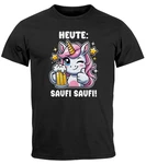 MoonWorks Print-Shirt Herren T-Shirt Alkohol Bier Einhorn Partyshirt Fun-Shirt Spruch Creme/Silber/Weiß/Beige/Schwarz