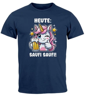 MoonWorks Print-Shirt Herren T-Shirt Alkohol Bier Einhorn Partyshirt Fun-Shirt Spruch
