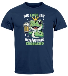 MoonWorks Print-Shirt Herren T-Shirt Party Feiern Trinken Last Minute Faschingskostüme Blau/Dunkelblau/Grau/Grün
