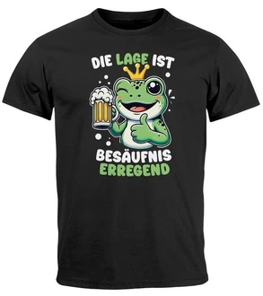MoonWorks Print-Shirt Herren T-Shirt Party Feiern Trinken Last Minute Faschingskostüme Grün/Grau/Schwarz/Dunkelgrau