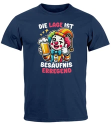 MoonWorks Print-Shirt Herren T-Shirt Party Feiern Trinken Last Minute Faschingskostüme Blau/Dunkelblau