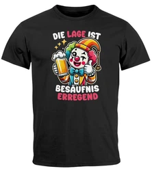 MoonWorks Print-Shirt Herren T-Shirt Party Feiern Trinken Last Minute Faschingskostüme Schwarz/Creme/Dunkelgrau/Rot