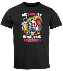 MoonWorks Print-Shirt Herren T-Shirt Party Feiern Trinken Last Minute Faschingskostüme Schwarz/Creme/Dunkelgrau/Rot