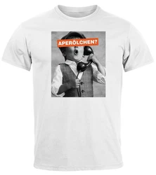 MoonWorks Print-Shirt Herren T-Shirt Aperlchen Fotoprint Retro Design Schwarz/Weiß