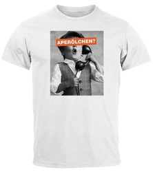 MoonWorks Print-Shirt Herren T-Shirt Aperlchen Fotoprint Retro Design Schwarz/Weiß