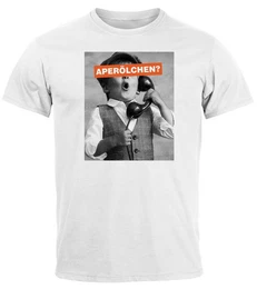 Print-Shirt Herren T-Shirt Aperlchen Fotoprint Schwarzweiss Retro Design mit Print