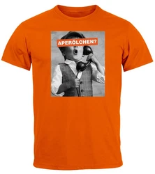 MoonWorks Print-Shirt Herren T-Shirt Aperlchen Fotoprint Retro Design Schwarz/Weiß