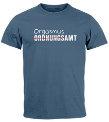 MoonWorks Print-Shirt Herren T-Shirt Aufdruck Ordnungsamt Orgasmusamt Blau/Grau/Dunkelblau