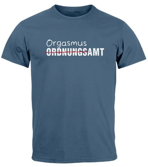 MoonWorks Print-Shirt Herren T-Shirt Aufdruck Ordnungsamt Orgasmusamt Blau/Grau/Dunkelblau