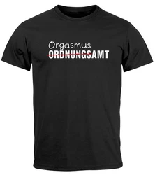 MoonWorks Print-Shirt Herren T-Shirt Aufdruck Ordnungsamt Orgasmusamt Dunkelrot/Dunkelgrau/Braun/Creme/Rot/Bordeaux