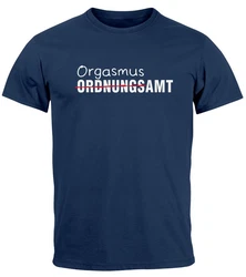 MoonWorks Print-Shirt Herren T-Shirt Aufdruck Ordnungsamt Orgasmusamt Dunkelblau/Blau