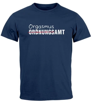 MoonWorks Print-Shirt Herren T-Shirt Aufdruck Ordnungsamt Orgasmusamt Dunkelblau/Blau